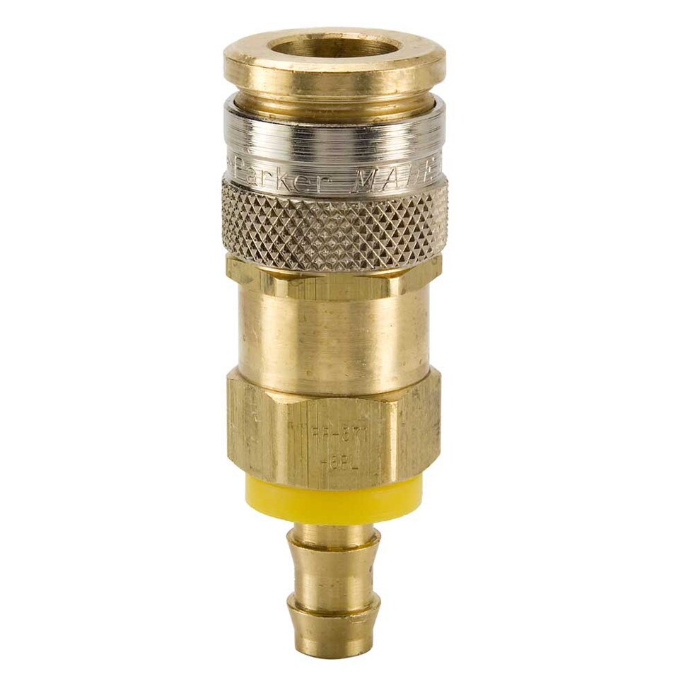 RF Series High Flow Brass Coupler with PushLok Hose Barb Depatie